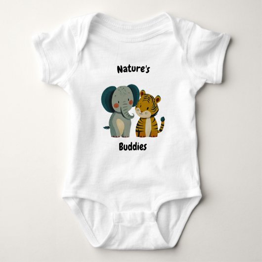 Natuur Buddies olifant en tijger - Schattigee vrie Romper (Voorkant)