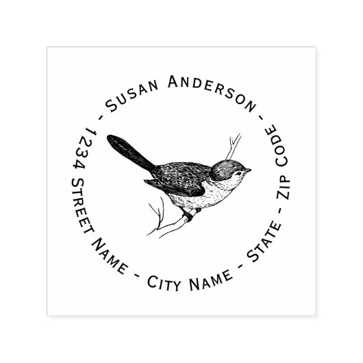 Natuur - Bushtit retouradres Zelfinkt Stempel (Design)