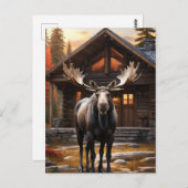 *~* Natuur Cabin AP49 MOOSE Forest Cottage Briefkaart (Voorkant / Achterkant)