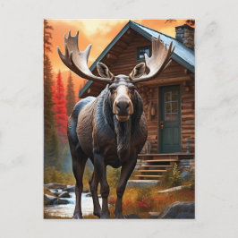 *~* Natuur Cabine STREAM AP49 MOOSE Forest Briefkaart