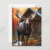 *~* Natuur Cabine STREAM AP49 MOOSE Forest Briefkaart (Voorkant / Achterkant)