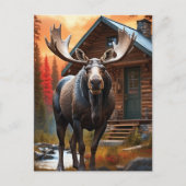 *~* Natuur Cabine STREAM AP49 MOOSE Forest Briefkaart (Voorkant)