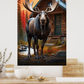 *~* Natuur Cabine STREAM AP49 MOOSE Forest Poster (Keuken)