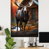 *~* Natuur Cabine STREAM AP49 MOOSE Forest Poster (Thuiskantoor)