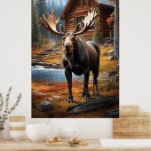 *~* Natuur Cabine STREAM AP49 MOOSE Forest Poster (Keuken)