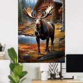 *~* Natuur Cabine STREAM AP49 MOOSE Forest Poster (Thuiskantoor)