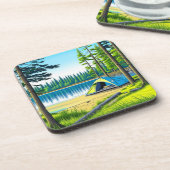 Natuur Camping Theme Tent in de Bossen Bier Onderzetter (Linkerzijde)