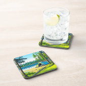 Natuur Camping Theme Tent in de Bossen Bier Onderzetter (Rechterzijde)