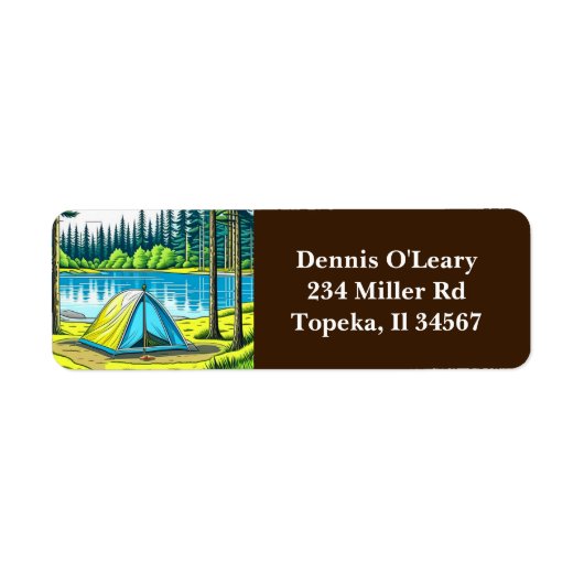 Natuur Camping Theme Tent in de Bossen Etiket (Voorkant)