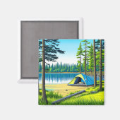 Natuur Camping Theme Tent in de Bossen Magneet (Voorkant / Achterkant)