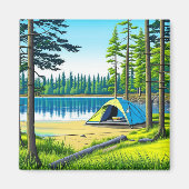 Natuur Camping Theme Tent in de Bossen Magneet (Voorkant)