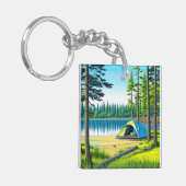 Natuur Camping Theme Tent in de Bossen Sleutelhanger (Voorkant Links)