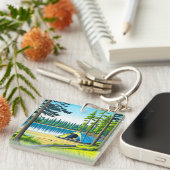 Natuur Camping Theme Tent in de Bossen Sleutelhanger (Voorkant Rechts)