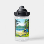 Natuur Camping Theme Tent in de Bossen Waterfles (Achterkant)