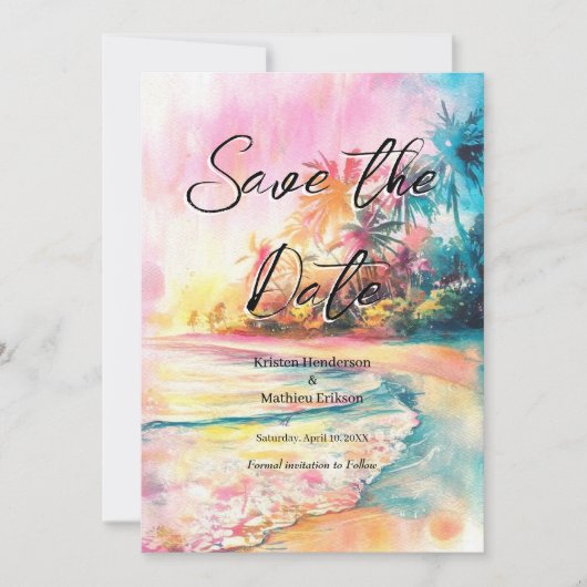 Natuur Chic Beach bruiloft Save The Date (Voorkant)