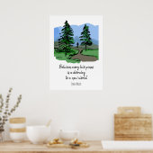 Natuur Citaat hand getekende pijnbomen die buiten  Poster (Keuken)