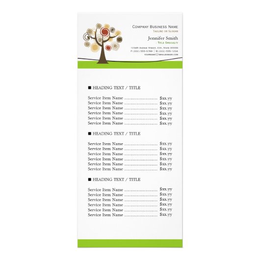 Natuur Classy Tree of Life Symbol Price Menu List (Voorkant)
