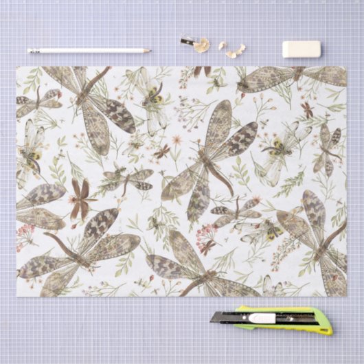 Natuur collage- Dragonvliegen Tissuepapier (Craft)