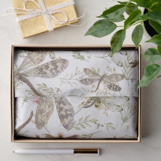 Natuur collage- Dragonvliegen Tissuepapier (Geschenk)