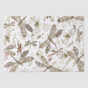 Natuur collage- Dragonvliegen Tissuepapier