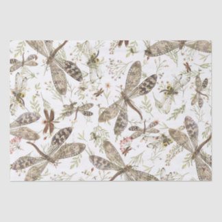 Natuur collage- Dragonvliegen Tissuepapier