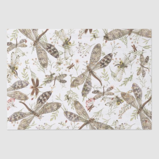 Natuur collage- Dragonvliegen Tissuepapier (Voorkant)