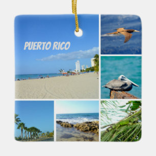 Natuur collage van San Juan, Puerto Rico Keramisch Ornament