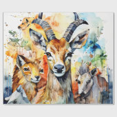 Natuur Companions Waterverf Collage Cadeaupapier (Vlak)