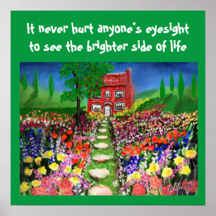 Natuur Cottage W/BeauMooful Cool Gardens Sjabloon Poster