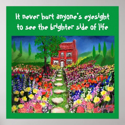 Natuur Cottage W/BeauMooful Cool Gardens Sjabloon Poster (Voorkant)