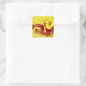 Natuur cyclus geel vierkante sticker (Tas)