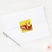 Natuur cyclus geel vierkante sticker (Envelop)
