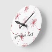 Natuur - Dandelions in fuschia Clock. Aanpassen Ronde Klok (Hoek)