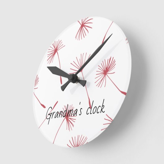 Natuur - Dandelions in fuschia Clock. Aanpassen Ronde Klok (Hoek)