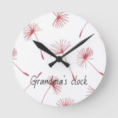 Natuur - Dandelions in fuschia Clock. Aanpassen Ronde Klok (Voorkant)