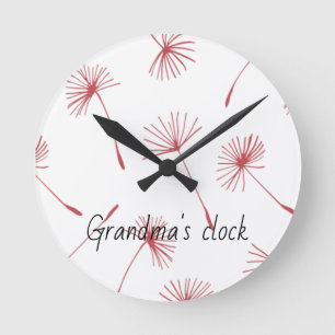 Natuur - Dandelions in fuschia Clock. Aanpassen Ronde Klok