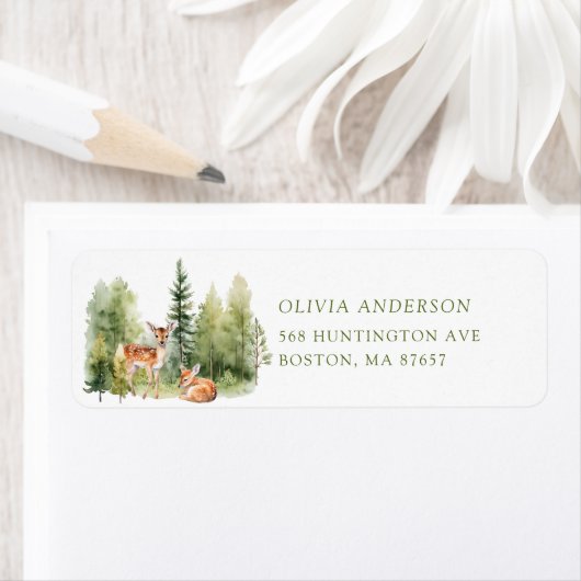 Natuur Delight Baby shower Hertenadreslabel Etiket (Insitu)