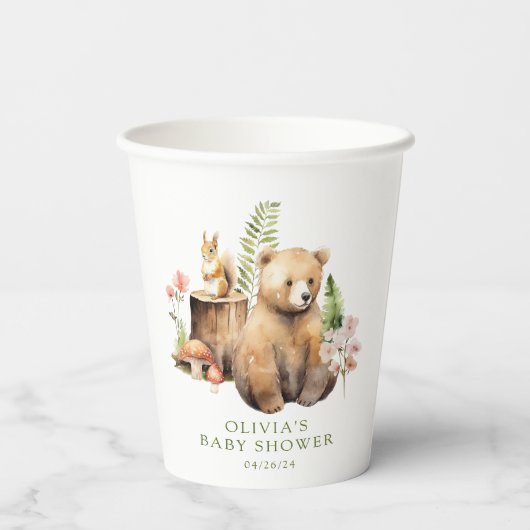 Natuur Delight Beer Baby shower Papieren Bekers (Achterkant)