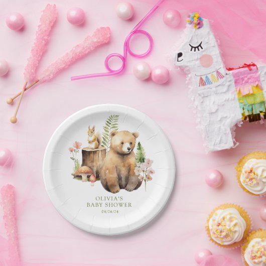 Natuur Delight Beer Baby shower Papieren Bordje (Feest)