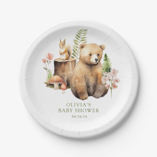 Natuur Delight Beer Baby shower Papieren Bordje (Voorkant)
