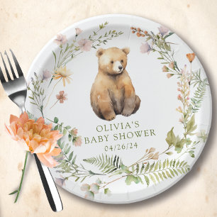 Natuur Delight Beer Baby shower Papieren Bordje