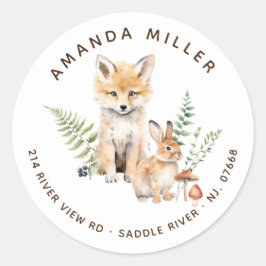 Natuur Delight Fox Baby shower Adreslabel Ronde Sticker