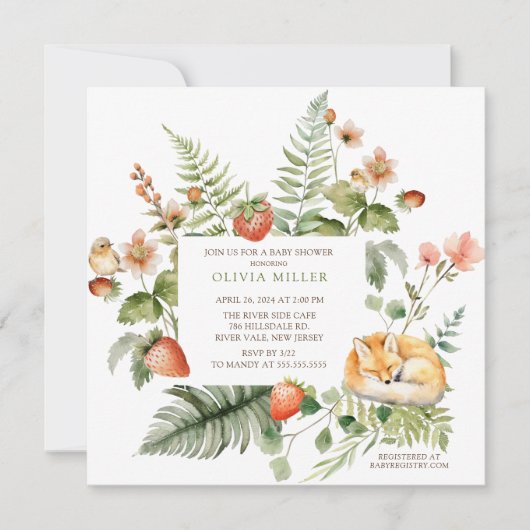 Natuur Delight Fox Baby shower Kaart (Voorkant)