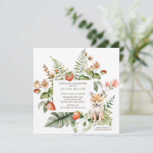 Natuur Delight Fox Baby shower Kaart (Staand voorkant)