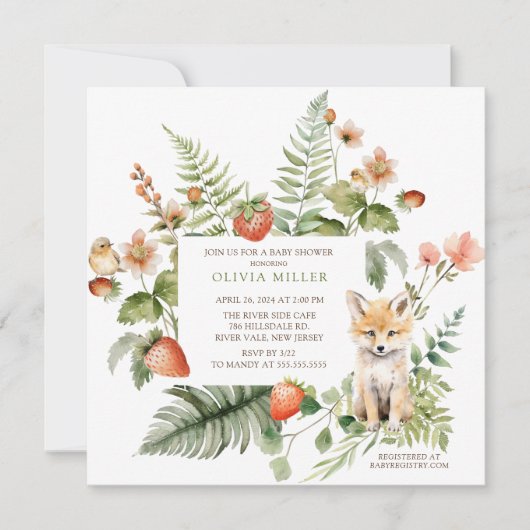 Natuur Delight Fox Baby shower Kaart (Voorkant)