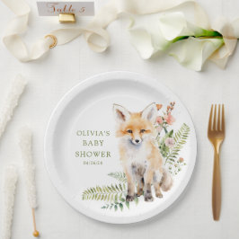 Natuur Delight Fox Baby shower Papieren Bordje