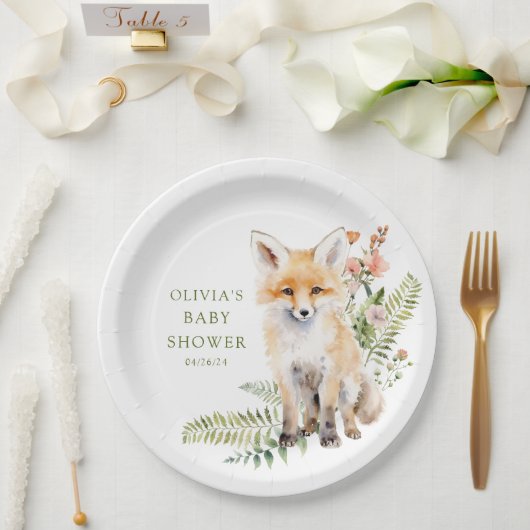 Natuur Delight Fox Baby shower Papieren Bordje (Huwelijk)