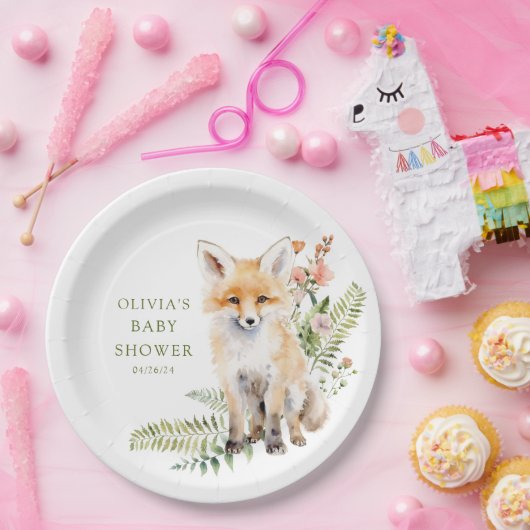 Natuur Delight Fox Baby shower Papieren Bordje (Feest)
