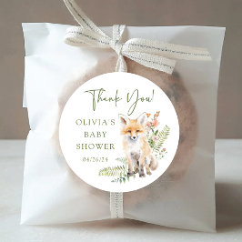 Natuur Delight Fox Baby shower Ronde Sticker