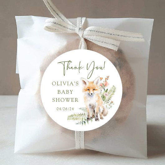 Natuur Delight Fox Baby shower Ronde Sticker